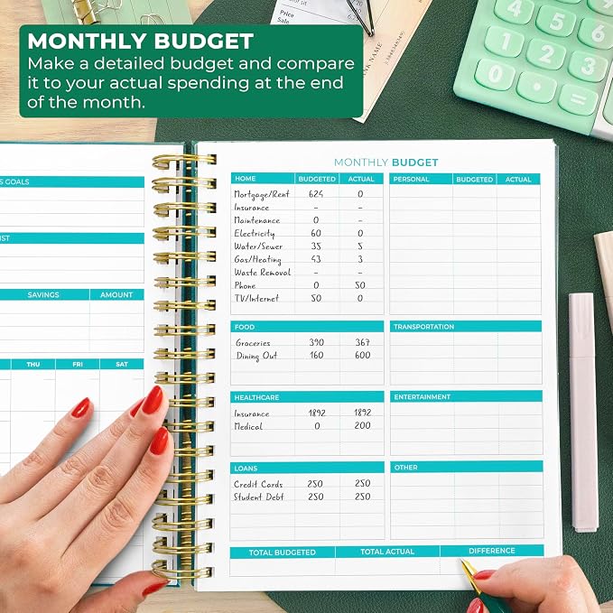 Clever Fox Budget Planner & Monthly Bill Organizer With Pockets. Expense Tracker, Budgeting Journal & Financial Book. Large, 8x9.5" (Dark Teal)