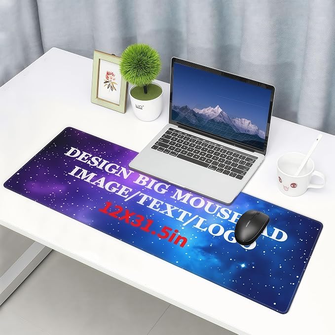 Custom 12" X 31.5" Desk Mat with Photo Logo Text, Personalized Mouse Pad with Picture, Custom Big Mouse Pads for Desk, Gift for Men Dad Husband on Birthday Anniversary Christmas