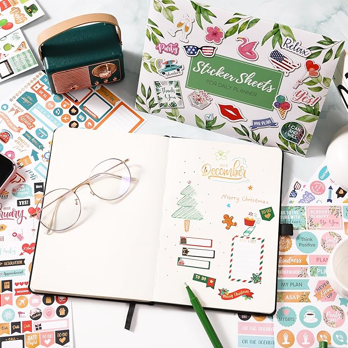 Planner Stickers - Monthly Planner Stickers and Accessories 25 Pages 1500 + Stunning Functional and Colorful Designs, Calendar Sticker Includes Festival Theme Journal Sticker