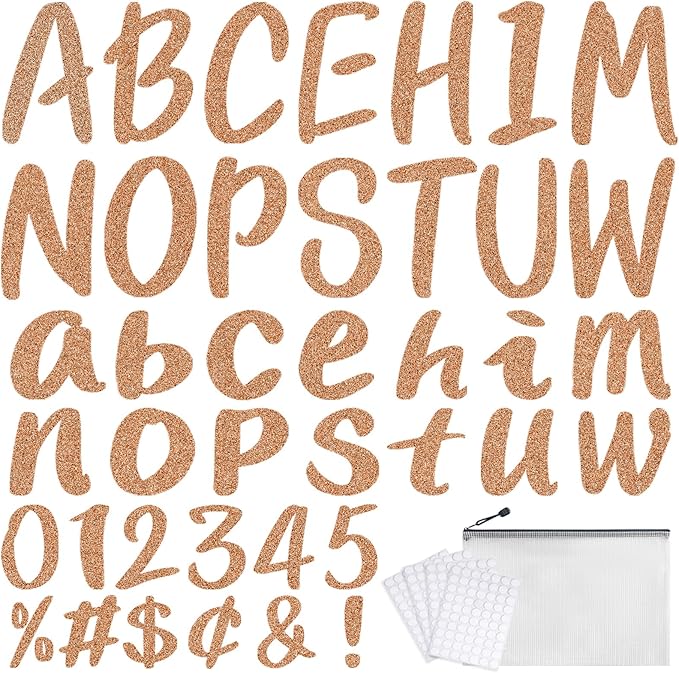 273 Pcs 4 Inch Glitter Bulletin Board Letters Set - Poster Board Letter Cutouts with Alphabet, Symbols, Numbers, Storage Bag - Classroom Decor, DIY Projects, Teacher Supplies, Office (Khaki)