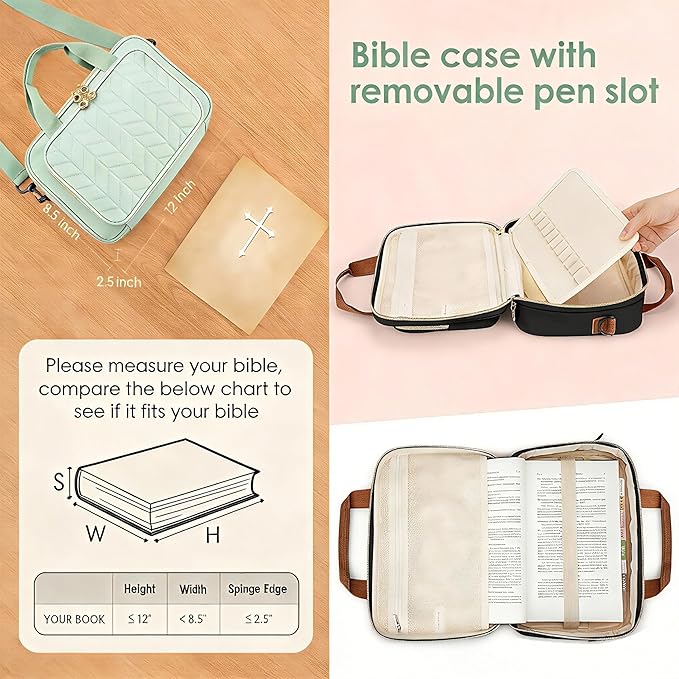 Eternatastic Bible Cover Case for Women, Large Bible Bag with Shoulder Strap,Bible Study Ideal Christian Gifts for Women