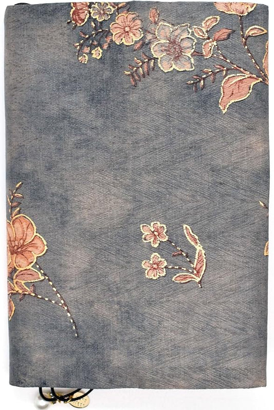 BLBMH A6 Book Cover 4x6 | Non-Stretch Fabric Sleeve with Bookmark | Handmade Washable Protector for Paperback Journal Bible Notebook | Gift for Women Readers - Flower 4