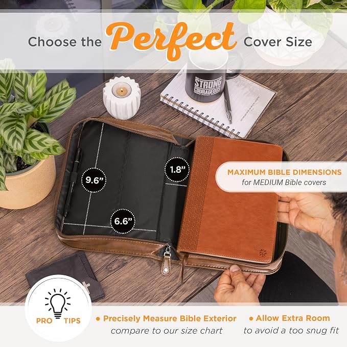Christian Art Gifts Men's Classic Bible Cover Trust in The Lord Proverbs 3:5, Brown Faux Leather, Medium