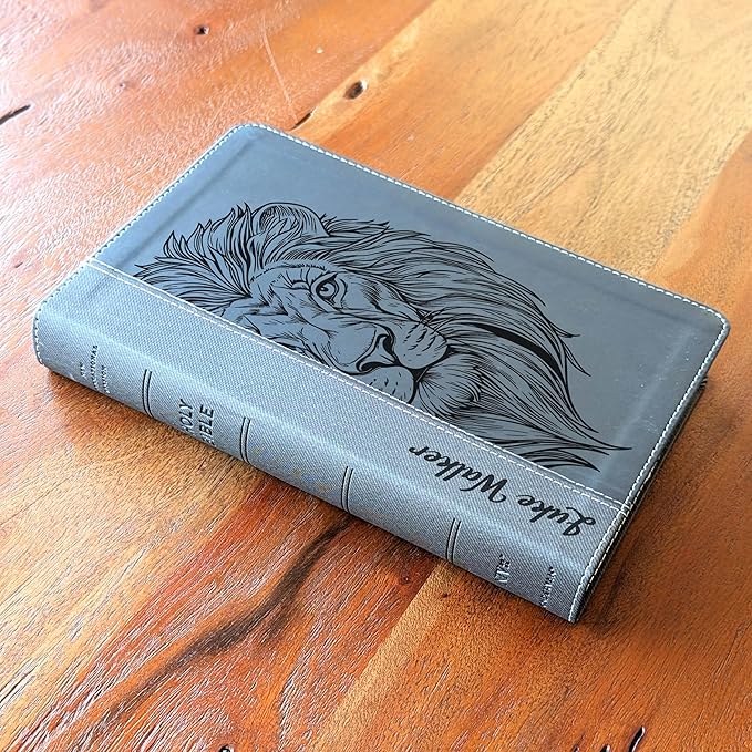 Farm and Posh Personalized NIV Personal Bible with Crown of Thorns | Large Print (Black Lion Front)