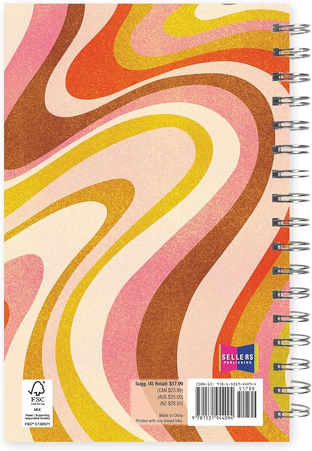 2026 Planner, Weekly & Monthly Planner, Retro 70s Psychedelic Abstract Design, 12-Month Engagement Calendar: 2026, 6" x 9", Groovy Swirls