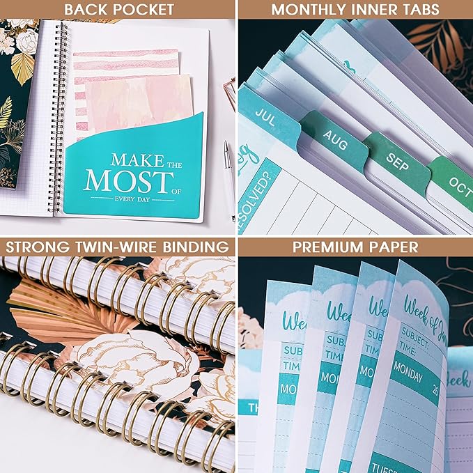 Teacher Planner 2026-2027 - 9'' x 11'', 2026-2027 Teacher Planner Academic Year, JULY 2026 - JUNE 2027, Weekly & Monthly Lesson Plan Book with Quotes, Twin-Wire Binding, Monthly Tabs, Back Pockets