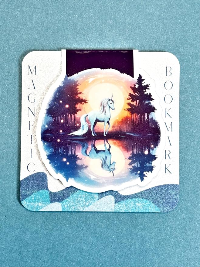creates Magnetic Bookmark For Reading Journals Planners Scrapbooking Office Supplies Cute And Funny Bookmark For Bookworms Matte Laminate Double Sided Handmade (Magical Forest Unicorn)