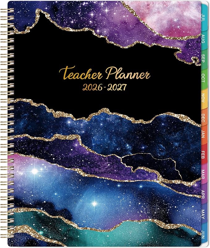 Teacher Planner 2026-2027, Lesson Plan Book 2026-2027, JUL 2026 - JUN 2027, Teacher Lesson Plan Book, School Schedules Academic Planner, 8.5" x 11", Colorful Monthly Tabs, Back Pocket