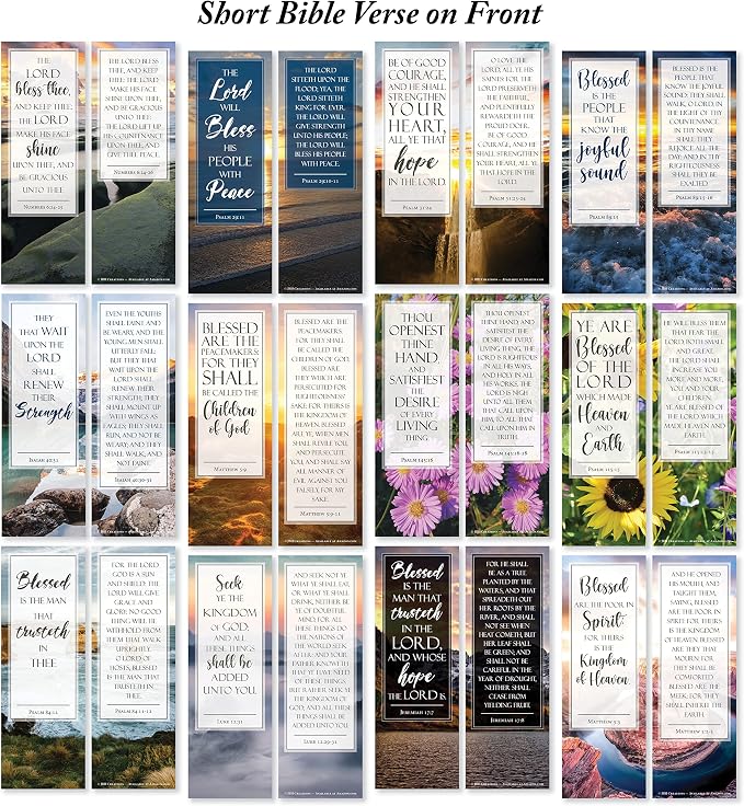 JBH Creations Blessings from Scripture Bible Verse Bookmarks - Pack of 48