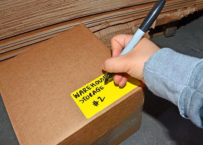 WOD Medium Yellow Direct Thermal Label Rolls - 4 x 2 inch, 725 Nametag Stickers per Roll, Permanent Adhesive for Color Coding, Labeling, Inventory Management at Home, Business, and Classroom.