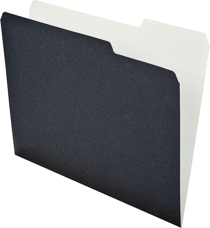 Pendaflex PFX16101 Top Tab File Folder, 50 Count (Pack of 1), Black/White