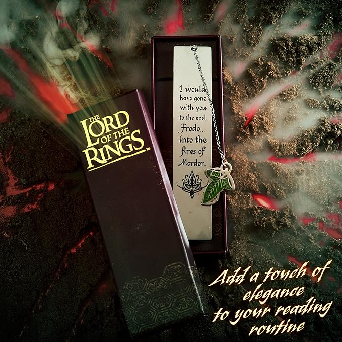 The Lord of the Rings Metal Bookmarks with Gift Box, Stainless Steel Book Marker for Adults Teens Kids (Silver with Leaf)