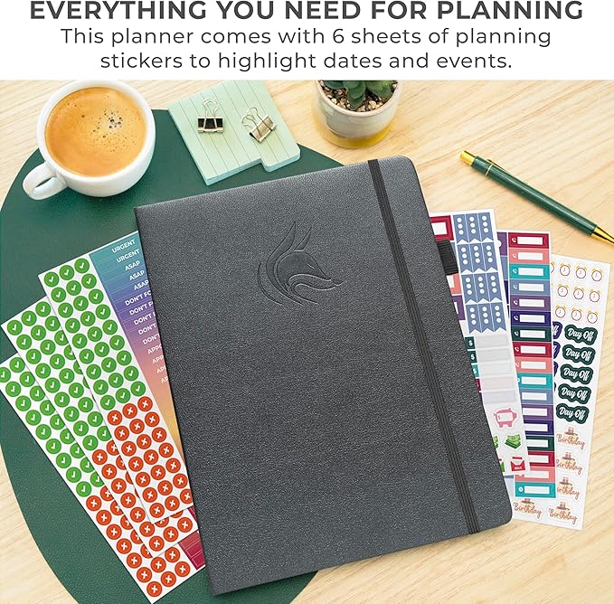 Clever Fox Appointment Book Dated Jan 2026-Jan 2027 – Hourly Schedule Planner with 15-Minute Increments – Time Box Planner for Daily Work & To-Dos – Hardcover, 8.3x11″ (Silver Black)