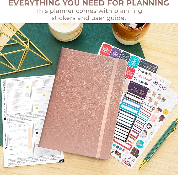Clever Fox Planner Schedule – Undated Weekly & Monthly Life Planner with Time Slots, Appointment Book & Daily Organizer, A5 (Rose Gold)