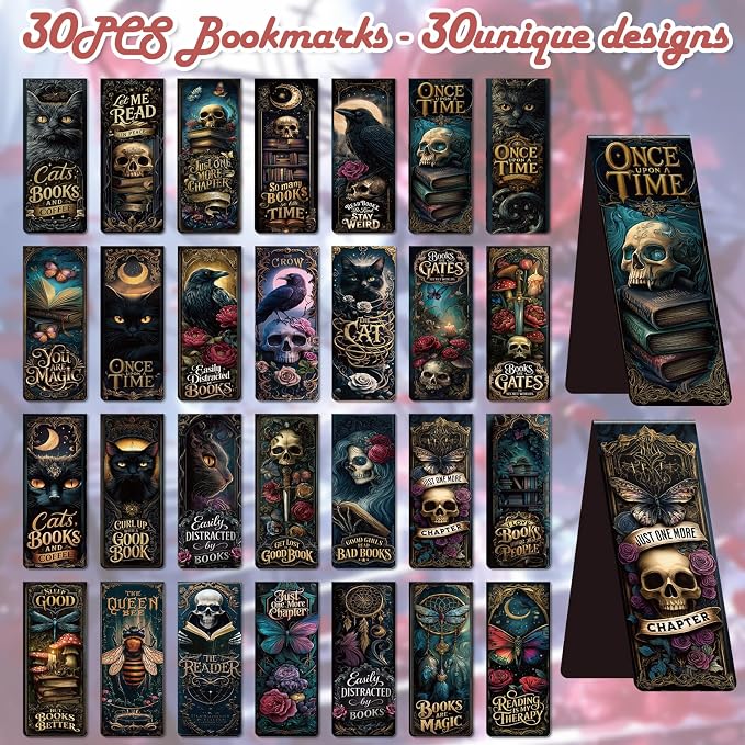 Dark Romance Magnetic Bookmark Gifts - Wxiben 30 Pcs Dark Fantasy Magnet Book Markers for Reading Gothic Tarot Cards Bookmarks Magnetic Page Clips Gifts for Book Lovers Women Men Students Teacher
