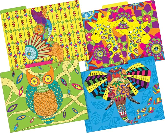 Barker Creek Bohemian Animals File Folders Now on Durable 14pt Stock, 12/PK, Letter Size, 1/3 Cut Tabs, Reversible, Home, School and Office Supplies (2012)