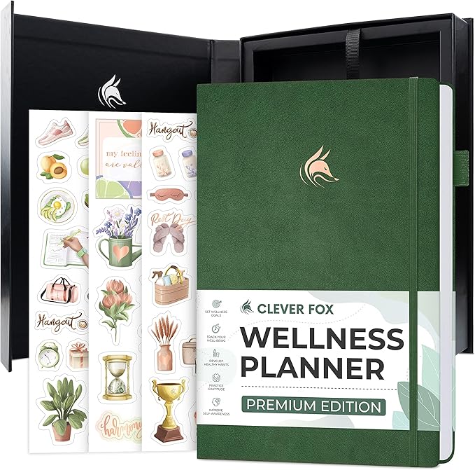 Clever Fox Wellness Planner Premium – Daily Lifestyle Journal to Support Health, Nutrition & Exercise – Healthy Living Journal with Meal, Exercise & Habit Trackers – Lasts 3 Months (Forest Green)