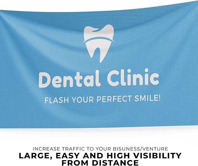 Dental Clinic Banner Large (5Feetx2.5Feet) By Dreamcontroller | Wall Outdoor Banner Signs With Pre-Punch Holes For Easy Rope Hanging For Business Office Events | Made In Usa | Fast Delivery | Hd Print