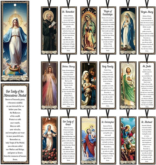 Catholic Saints Prayer Bookmarks Gifts: 20 Pcs Religious Prayers Book Marks for Reading Bible Study, Inspirational Bible Verse Markers Prayer Cards, Gift for Men Women Church School Office Supplies