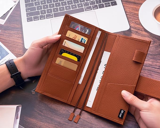 Genuine Leather Cover for Hobonichi Weeks/Weeks Mega with Pen Loop, Card Slots, Back Pocket, and Bookmarks (Brown)