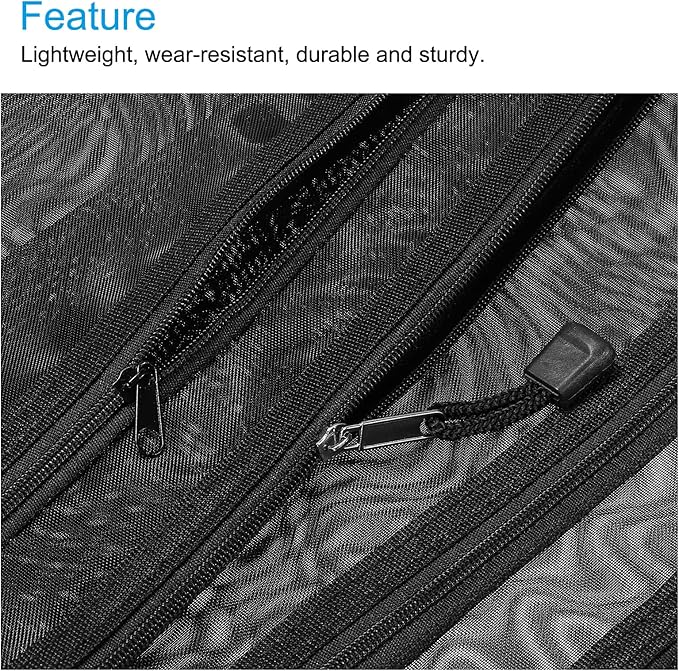 MECCANIXITY Mesh Zipper Bags, A5 Nylon Double Layer Zip File Pouch Storage Organizer Pockets for Travel Office Accessories, Black Pack of 6