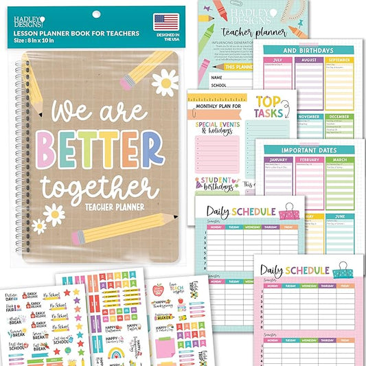 Hadley Designs Teacher Planner 2026-2027 Academic Year - Undated Teacher Lesson Planner Book for Teachers, Homeschool Planners 2026-2027, First Year Teachers Must Haves, Back to School Teaching Gifts