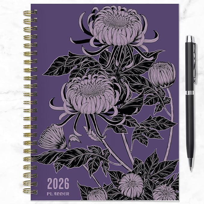 TF Publishing 2026 Witch's Flower Medium Weekly Monthly Planner with 12-Month Calendar Grid, Goals and Task Trackers - Weekly Schedule Planner with Notes Section and Stickers - 6.5in x 8in