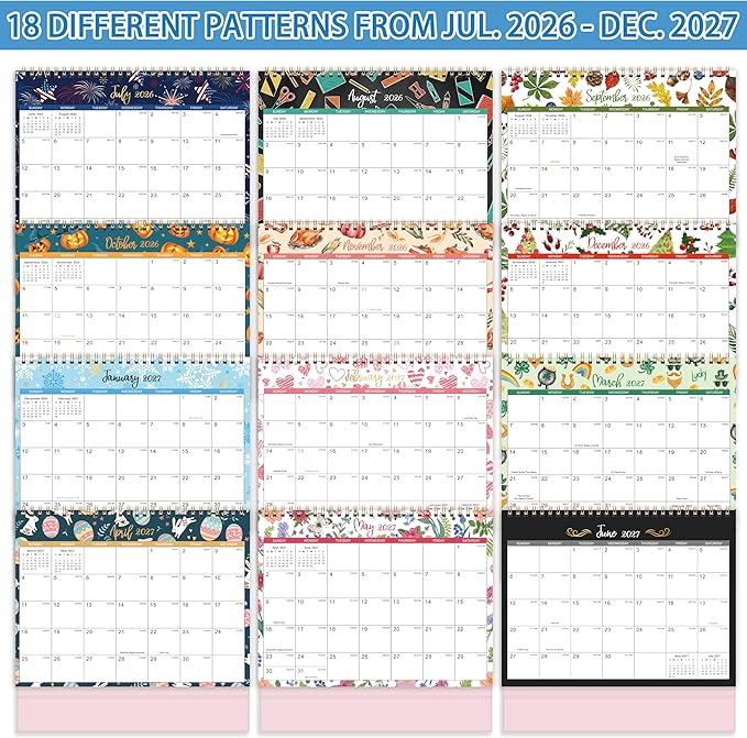 Desk Calendar 2026-2027 - Standing Flip 2026-2027 Desktop Calendar, Jul.2026 - Dec.2027, 9.8" x 8.3", 26-27 Academic Calendar with Julian Date, Standing Flip - 12 Different Themes