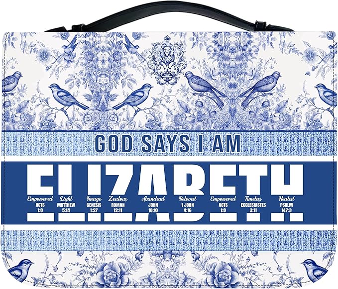 Personalized Man of God Bible Cover, God Says I Am Bible Case PU Leather, Bible Holder Handle Zipper, Faith Scripture with Name Case Bag, Religious Gifts for Church Christians Women Men (GOD-10)