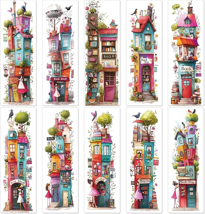 Funny Bookmark Bulk Gifts - 50 Pcs Fantasy Art Book Shop Paper Bookmarks for Women Kids Books Lovers Cute Anime Page Markers Reading Accessories Bookish Gift for Birthday Christmas New Year