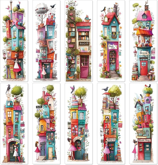 Funny Bookmark Bulk Gifts - 50 Pcs Fantasy Art Book Shop Paper Bookmarks for Women Kids Books Lovers Cute Anime Page Markers Reading Accessories Bookish Gift for Birthday Christmas New Year