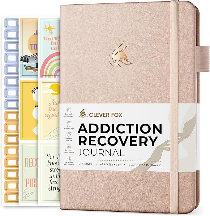 Clever Fox Addiction Recovery Journal – Addiction Treatment Planner & Workbook – Daily Sobriety Journal for Recovery Progress, A5 (Seashell)