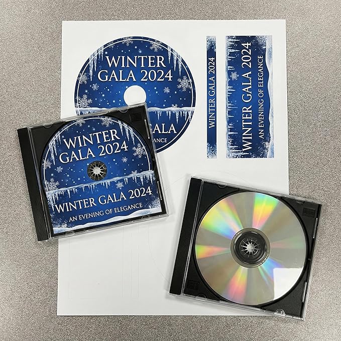 CD/DVD Label Full Face | Qty 50 Disc, 50 Spine | 25 Sheets Total | Permanent White Matte | Inkjet & Laser Compatible | Memorex Small Center Style | Easy to Peel | Made in USA | Blank Label