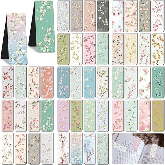96Pack Magnetic Bookmarks Bulk Book Marks for Reading Women Men Adults Book Lovers Gifts, Cute Bookmarks Magnet Bookmark Clips Magnetic Page Markers Pretty Funny BookMarker (Flower Branch)