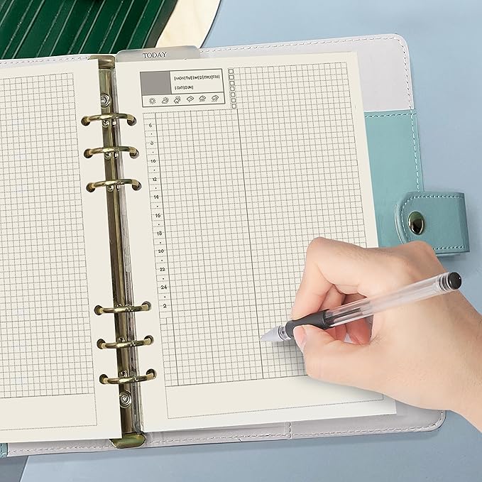 Harphia A5 Daily Planner Refills, 6 Ring Binder Inserts Inner Page, Diary Refills for A5 Spiral Notebook, for Filofax Gucci LV Agenda Planner Binder(5.59 x 8.27'',Daily)