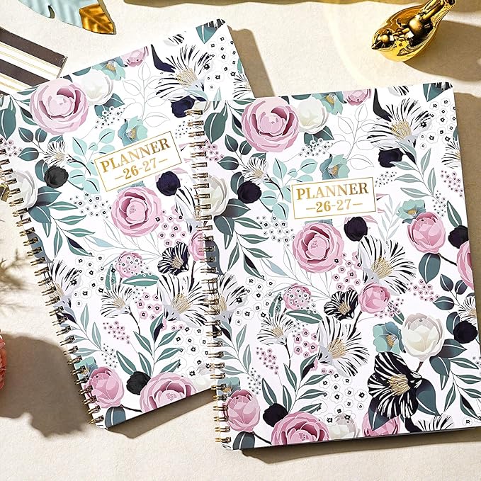Planner 2026-2027 - Academic Planner 2026-2027, Jul. 2026 - Jun. 2027, Weekly and Monthly with Tabs, 26-27 Calendar Planner, 9" x 11", Back Pocket + Thick Paper + Twin-Wire Binding - Petunia