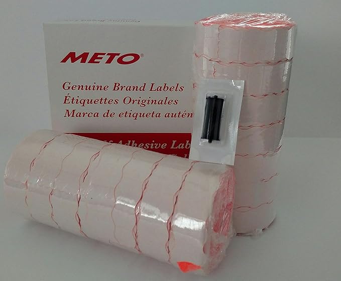 Meto Labels 2200/2 Line (Fluro Red) to Suit 13.22, 15.22 Priceing Gun