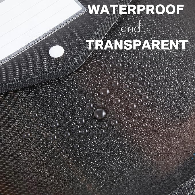 10 Pieces Plastic File Folders Envelope Expanding File Wallet Organizer Documents Folder with Snap Closure and Pocket B4 Waterproof Transparent Pouch for School Office (Black,Horizontal)