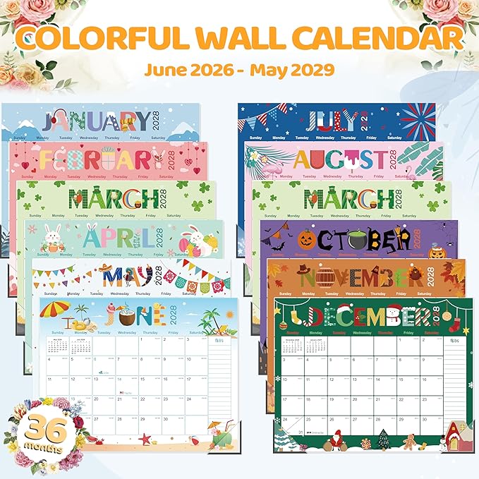 GuassLee Desk Calendar 2026-2029,36 Months 22" x 17" Large Calendar from June 2026 to May 2029,Desktop/Wall Monthly Planner with Julian Date and Thick Paper for Office Home School