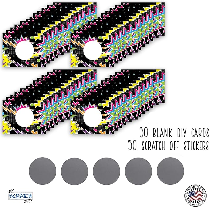 My Scratch Offs 50 Pack Zig Zag Black DIY Custom Make Your Own Scratch Off Cards for Teacher Supplies, Classroom Must Haves, Motivational Cards for Students & Small Business