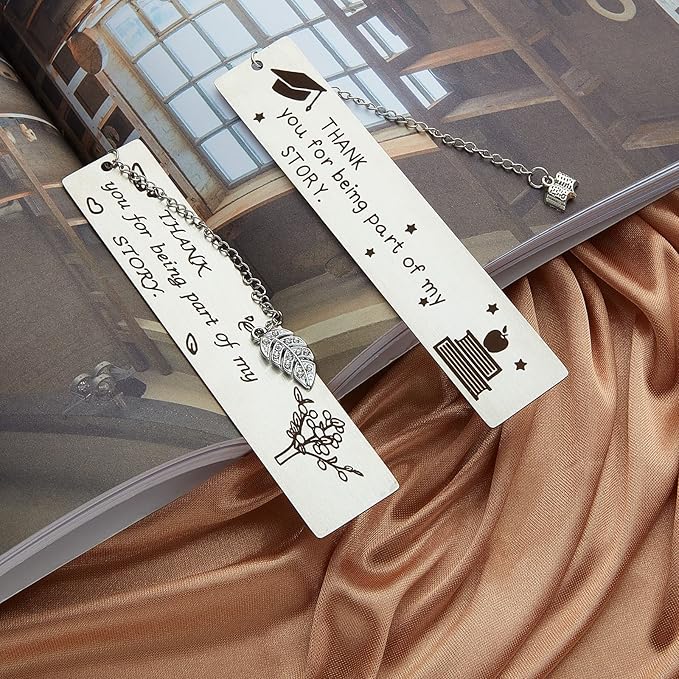Lewtemi 4 Pcs Teacher Appreciation Bookmark Gifts, Thank You for Being Part of My Story Gift for Women Coworker, Retirement Farewell Graduation Appreciation Gifts for Colleague Employee