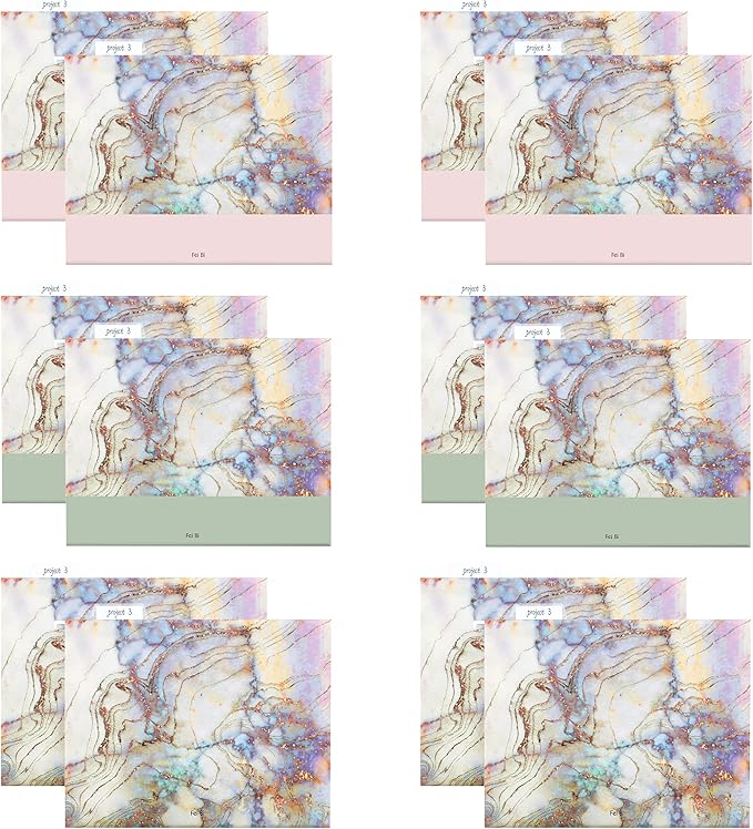 CharaVector Hanging File Folders Letter Size Assorted Durable Refined Design Decorative Hanging File Folder Set, 1/5-Cut Adjustable Tabs,12pcs for Cabinet,File Organizer,Marbling