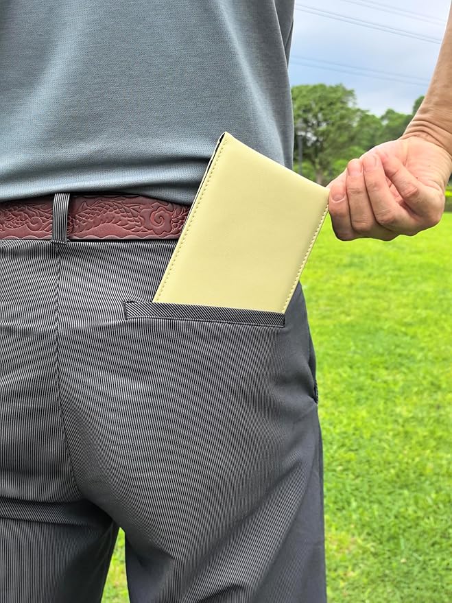 Leather Golf Scorecard Holder & Yardage Book Cover – Slim Microfiber Leather Case for Walking Players | Fits 4.5"x7" Scorecards & Yardage Books | Bonus Pencil & Scorecards