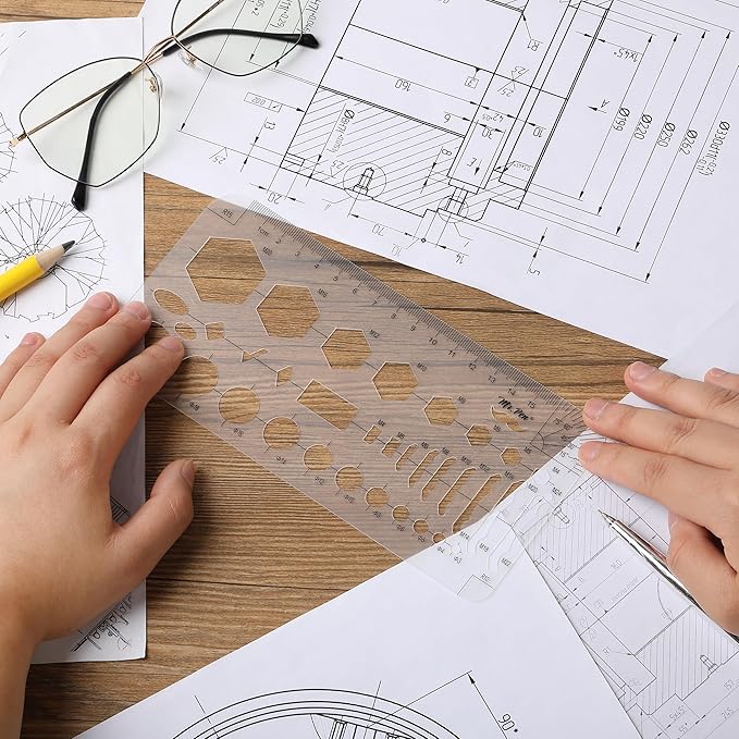 Mr. Pen- Geometric Drawing Template, Hexagon & Circles, Plastic Template Plastic, Shape Stencils for Drawing