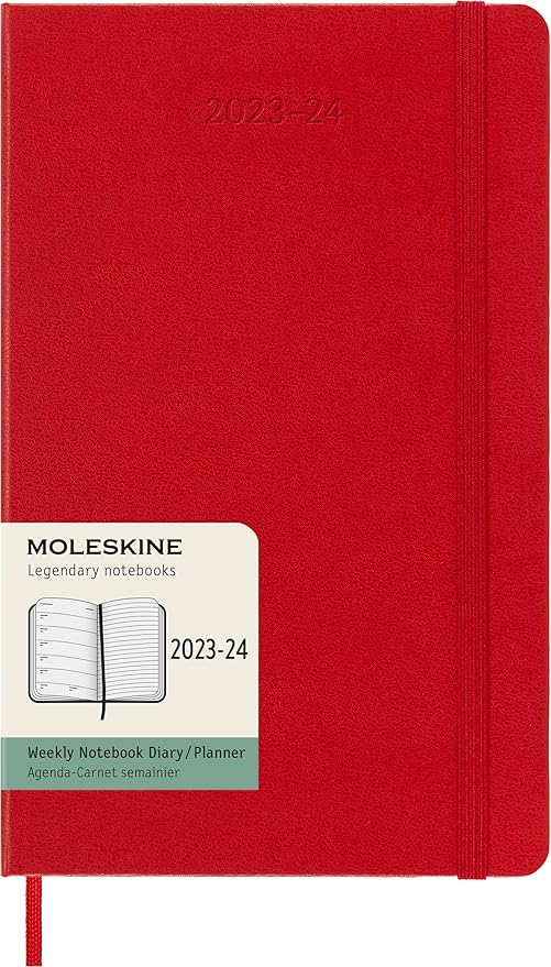 Moleskine Classic 18 Month 2023-2024 Weekly Planner, Hard Cover, Large (5" x 8.25"), Scarlet Red