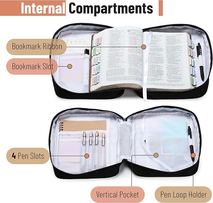 Mr. Pen- Bible Cover Case, Carrying Book Case with Durable Handle and Zippered Pocket, Bible Protective Church Bag for Men & Women, Christian Gifts, Quiet Pulse