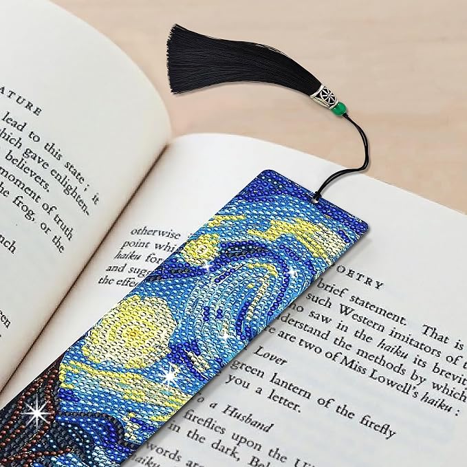 4 PCS Diamond Art Bookmarks Van Gogh Starry Night, DIY Acrylic Diamond Painting Bookmarks Kits for Adult Reader and Crafts Lovers