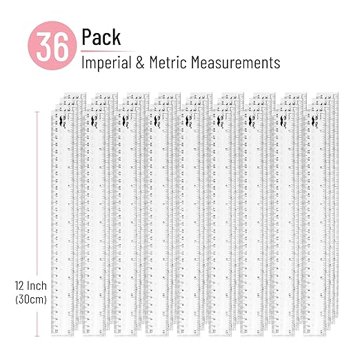 Mr. Pen- Bulk Plastic Rulers, 12 Inch, 36 Pack, Easy-to-Read Markings, Scratch-Resistant Design, Durable Clear Ruler for Crafting Office & School, School Supplies, Bulk Rulers Set, Measuring Tools