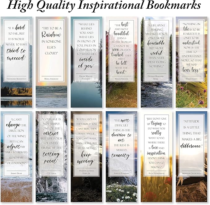 Inspirational Nature Bookmarks with Quotes - Pack of 48