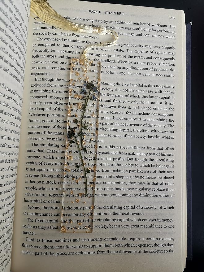 5.5x1 inch Flower Handmade Bookmark Resin Floral with Dried Flowers (Forget-me-not)